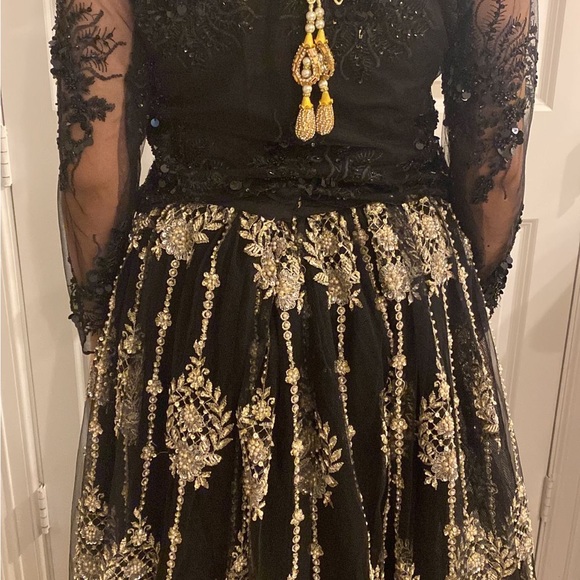 black pakistani long dress beautiful fashion skirt - Picture 10 of 11